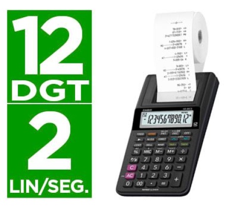 Calculadora de Secretaria Casio HR8RCE 12 Digitos C/Fita