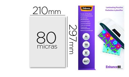 Bolsa Plastificaçao Termica Fellowes Matte 216x303 A4 80mic Cx.100