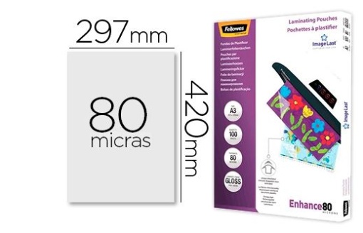 Bolsa Plastificaçao Termica Fellowes Brilho 303x426 A3 80mic Cx.100