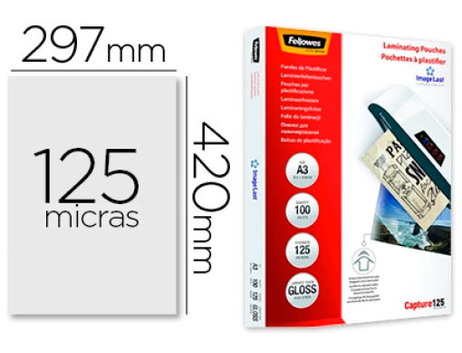 Bolsa Plastificaçao Fellowes Gloss Alto Brilho A3 125mic Cx.100un (5307506)