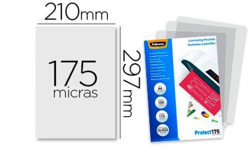 Bolsa de Plastificaçao Fellowes Brilho A4 175mic Pack 100 unidades