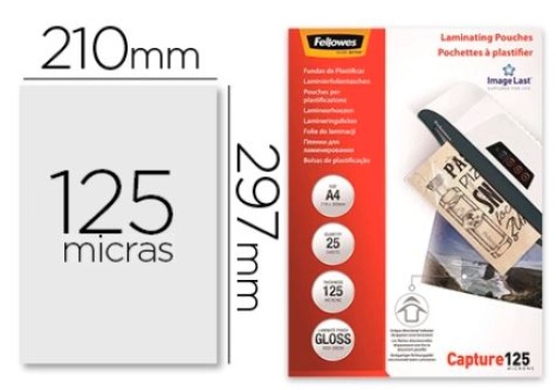 Bolsa Plastificar Fellowes Brilho 210x297 A4 125mic Cx.25