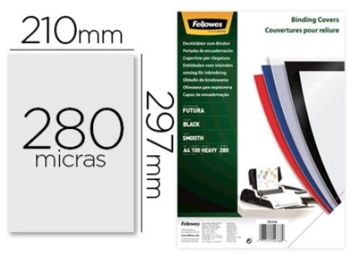 Acetato Encadernacao Fellowes Polipropileno A4 200min Preta Emb.100un