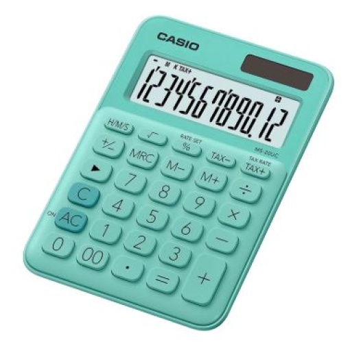 Calculadora Casio MS-20UC-PK Secretaria 12 Digitos tax +/-  Verde
