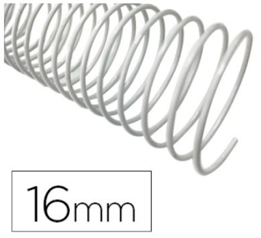 Argola Espiral Q-Connect Metalica Branco 5:1 16 mm 1,2mm Cx.100 unidades.(KF17128)