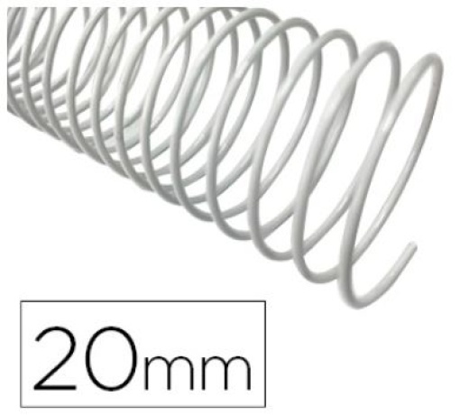 Argola Espiral Q-Connect Metalica Branco 5:1 20 mm 1,2mm Cx.100 unidades.(KF17130)