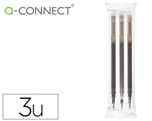 Recarga Esferografica Q-Connect Retratil Apagavel Preta Emb.3un (KF11057)