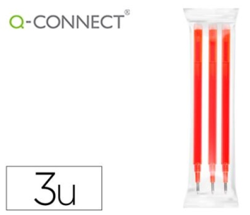 Recarga Esferografica Q-Connect Retratil Apagavel Vermelha Emb.3un (KF11059)