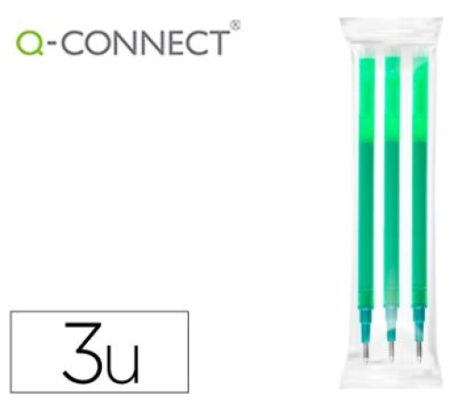 Recarga Esferografica Q-Connect Retratil Apagavel Verde Emb.3un (KF11060)