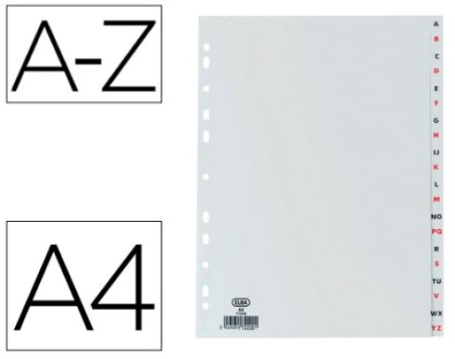 Separador Plastico Elba A4 Alfabetico A-Z 120mc 11 Furos Cinza (100204725)