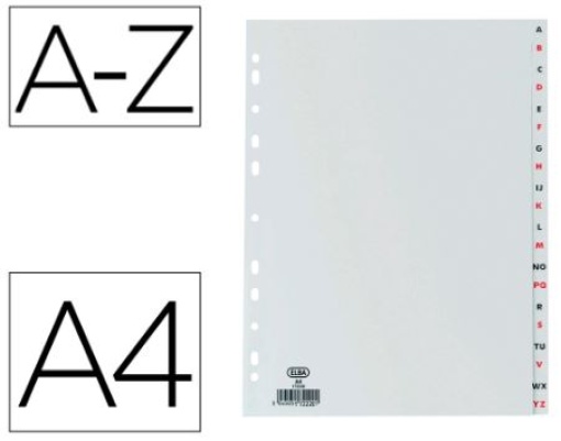 Separador Plastico Elba Folio Alfabetico A-Z 120mc 16 Furos Cinza (100210404)
