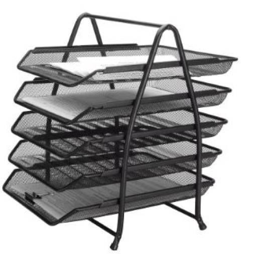 Tabuleiro Secretaria Q-Connect Metalica Rede Preta 5bandejas Moveis 350x275x375mm (KF18474)