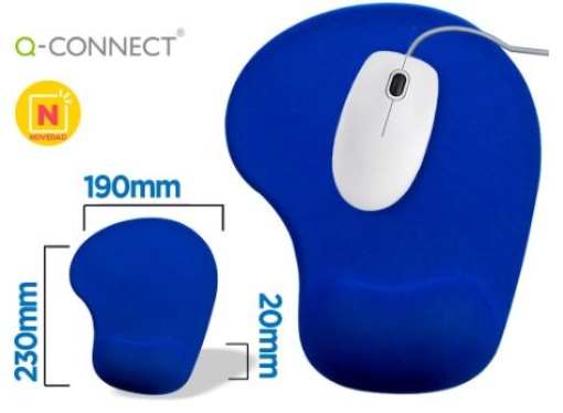 Tapete P/Rato Q-Connect C/Apoio de Pulsos em Gel Azul (KF17224)