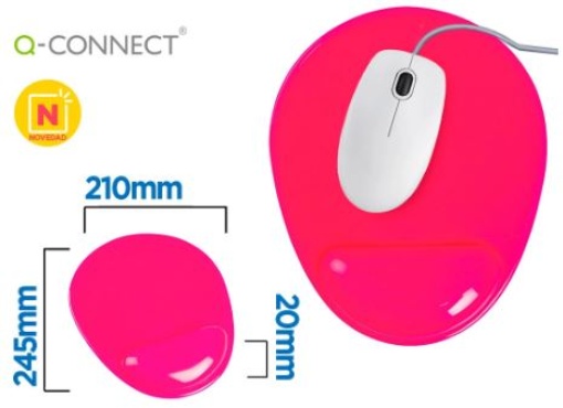 Tapete Rato Q-Connect PVC C/Apoio de Pulso Em Gel Rosa (KF17229)