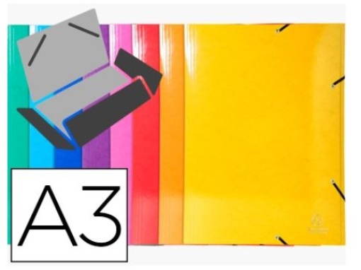 Pasta Exacompta Iderama Com Elasticos Cartao 600gr Tres Abas A3 Cores Sortidas