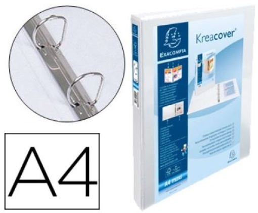 Pasta Canguru Exacompta Personalizavel A4 2 aneis de 60 mm Cartao Forrado Polipropileno 3 Bolsos Branca (51825E)