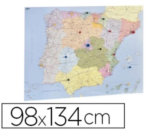 Mapa Parede Faibo Espanha e Portugal Plastificiado Enrolado 98x134cm