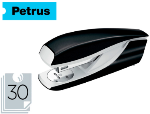 Agrafador Petrus 635 Wow Cap.30fls (22/6-24/6-26/6) Preto Metalizado (623375)