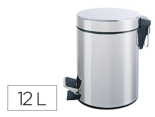 Balde Papeis Q-Connect Metal Cromado C/Pedal 25x38cm 12Litros (KF11292)