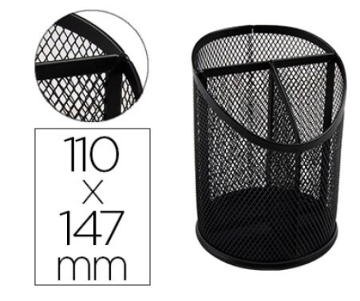 Porta Lapis Q-Connect Metal Rede Preta 3 Compartimentos 110x147 mm (KF11219)