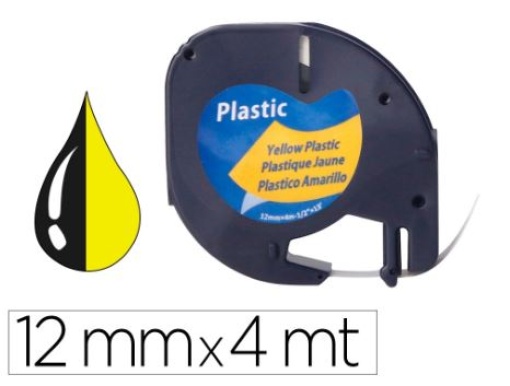 Fita Compativel Dymo 12mm x 4mt Preta/Amarelo Q-Connect (KF18838)