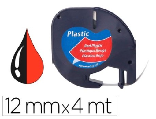 Fita Compativel Dymo 12mm x 4mt Preta/Vermelho Q-Connect (KF18843)