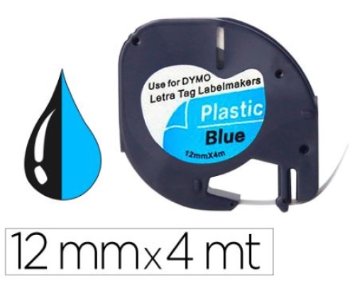Fita Compativel Dymo 12mm x 4mt Preta/Azul Q-Connect (KF18842)