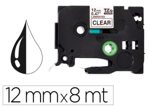 Fita Gravacao Compativel Brother P-Touch 12mmx8m Transparente/Preto  (TZE131) (KF18864)