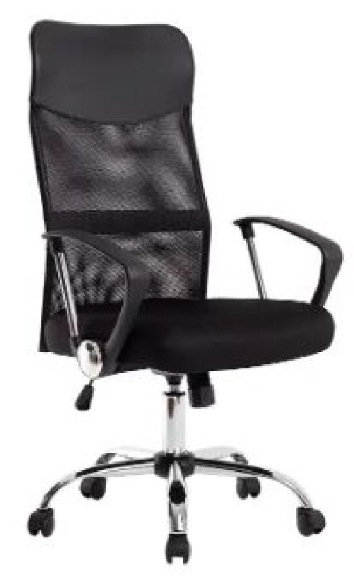 Cadeira de Direcao Q-Connect Base Metal Encosto Alto Regulavel em Altura 1110+100mm Altura Pele e Tecido Preto