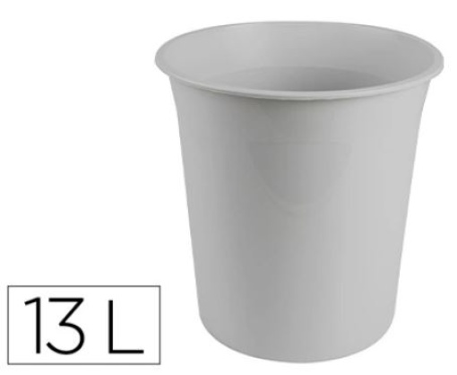 Cesto de Papeis Q-Connect Plastico Cinza Opaco 13litros 21x29cm (KF19033)