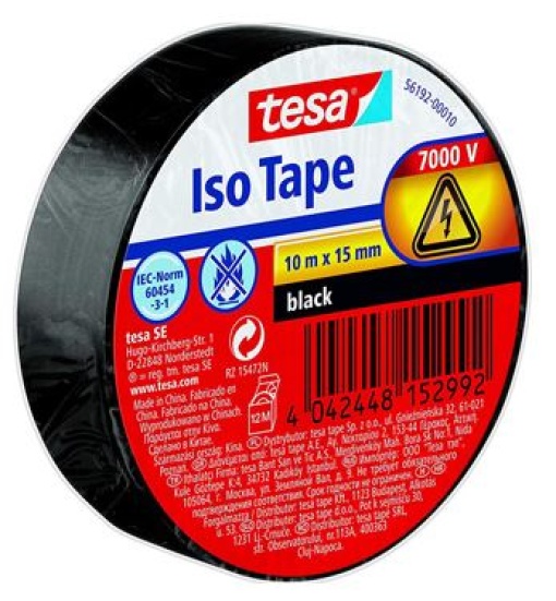Fita Adesiva Tesa P/Isolamento Electrico 15mmx10ms Preta 