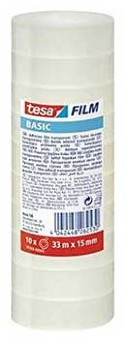 Fita Adesiva Tesa Basic Transparente 33mx15mm Pack 10Rolos (58568)