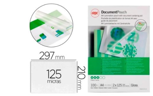 Bolsa de Plastificaçao GBC A4 125mic Acabamento Brilhante Cx.100un
