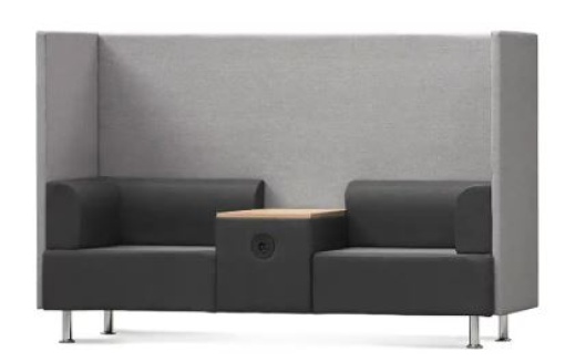 Sofa Rocada 2 Lugares + Mesa Forrada Preta/Cinza 200x129x68cm (1805-4-1)
