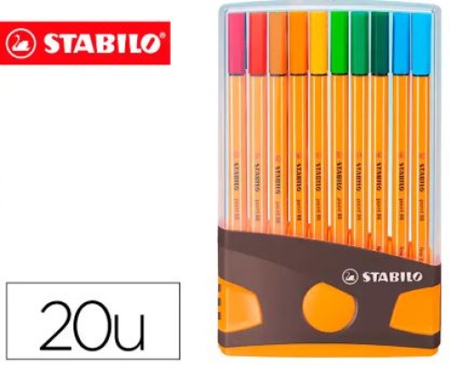 Marcador Stabilo Point 88 Cor Parade Antracite/Laranja Estojo de 20un Sortidas