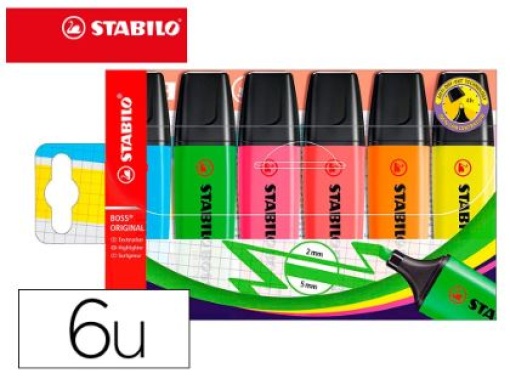 Marcador Fluorescente Stabilo Boss Fluorescente 70/6 Estojo 6 Cores Sortidas