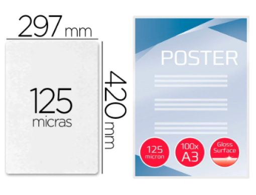 Bolsa Plastificçao GBC A3 2x125mic Cx.100un