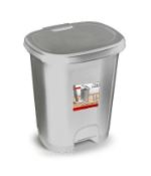 Contentor Plasticforte Plastico C/Pedal 18litros Prata 330x280x405mm