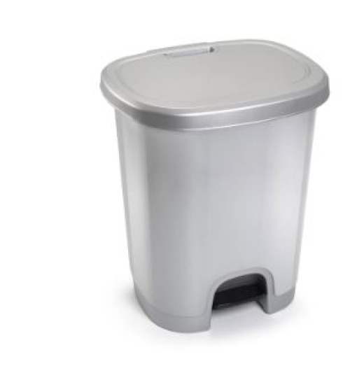 Contentor Plasticforte Plastico C/Pedal 27litros Prata 380x320x450mm