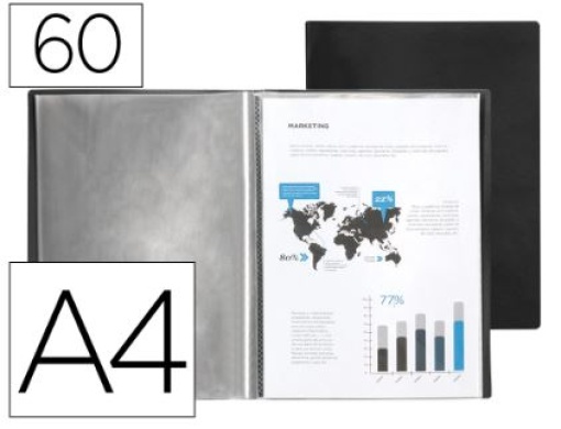Capa Catalogo Liderpapel 60 Bolsas Polipropileno A4 Preta Opaco (EC90)