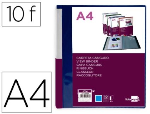 Pasta Canguru Liderpapel Personalizavel 10Bolsas A4 Azul Translucido (JC14) 