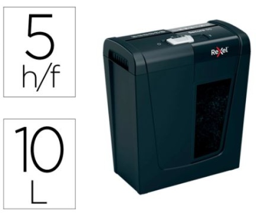 Destruidora Documentos Rexel Secure S5EU Capacidadee 5Folhas Agrafes Clips Cartoes CDs Cesto de Papeis 10L