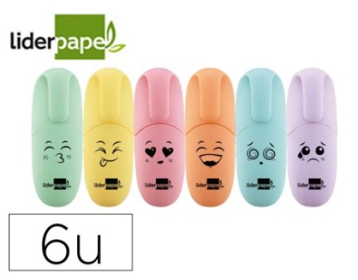 Marcador Fluorescente Mini Liderpapel Estojo de 6 Unidades Cores Sortidas Pastel (RT17)
