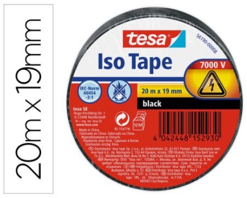 Fita Adesiva Isoladora Tesa 20m x19mm Preta (56190-00008)