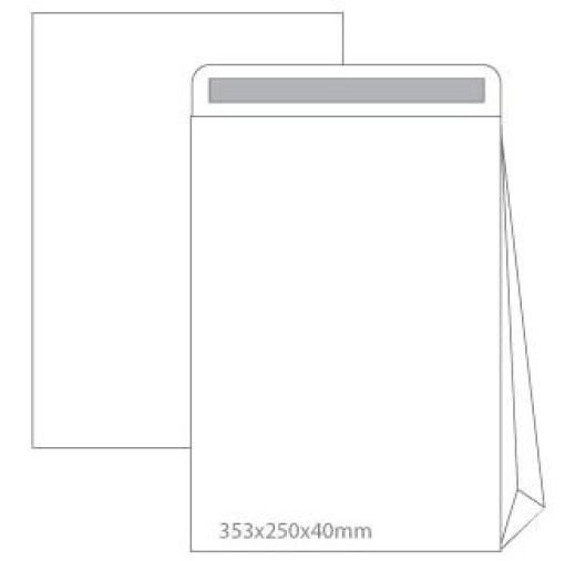 Envelope Saco Neutral B4 Branco 250x353mm C/Fole Cx.50un