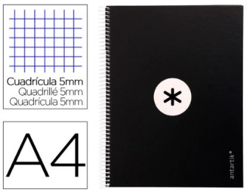 Caderno Espiral Liderpapel A4 Antartik Capa Dura 80f 90gr Quadriculado Preto