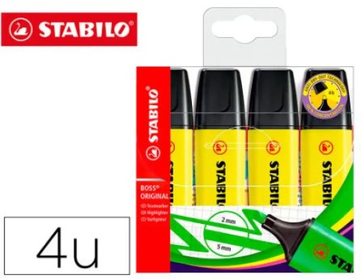 Marcador Fluorecente Stabilo Boss 70/24 Amarelo Estojo de 4uni
