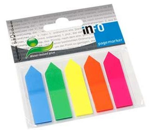 Bandas Separadoras Adesivas Infonotes 12x44mm Setas 5Cores 125un