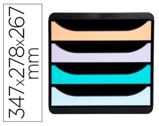 Bloco Classificador 4 Gavetas Cores Pastel Glossy Exacompta Big-Box Aquarel Preto (3104296D)