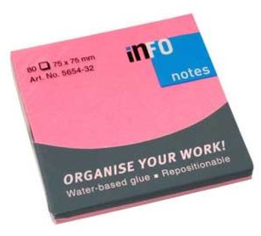 Bloco Notas Adesivo Infonotes 75x75mm Rosa Forte
